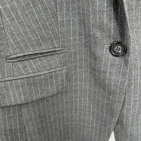 Talbots Blazer Womens Size 10 Gray Wool Blend Pinstripe One Button Jacket Office - Picture 5 of 12